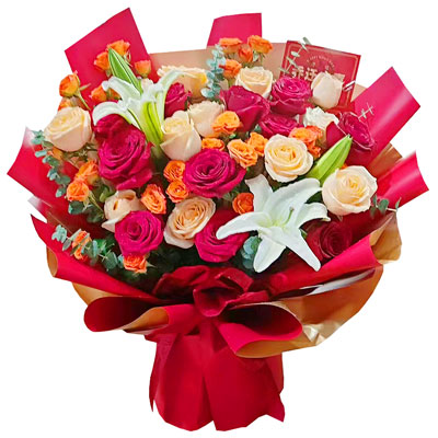 肇庆19朵玫瑰百合,爱情永不凋零