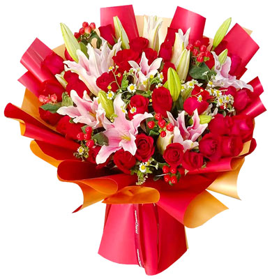 肇庆33朵红玫瑰百合，心灵的火花