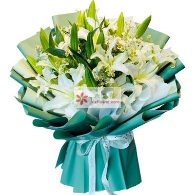 肇庆8支白色多头百合洋甘菊，如潮的思念