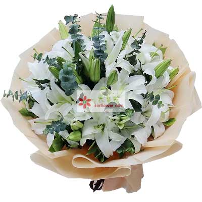 肇庆9支白色多头百合，祝福你幸福
