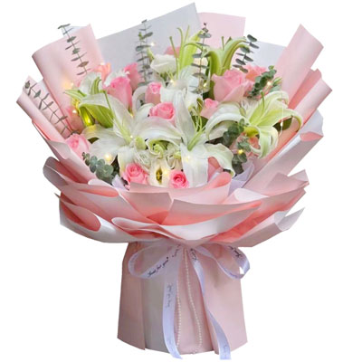 肇庆16朵粉玫瑰百合，感情稳定坚固